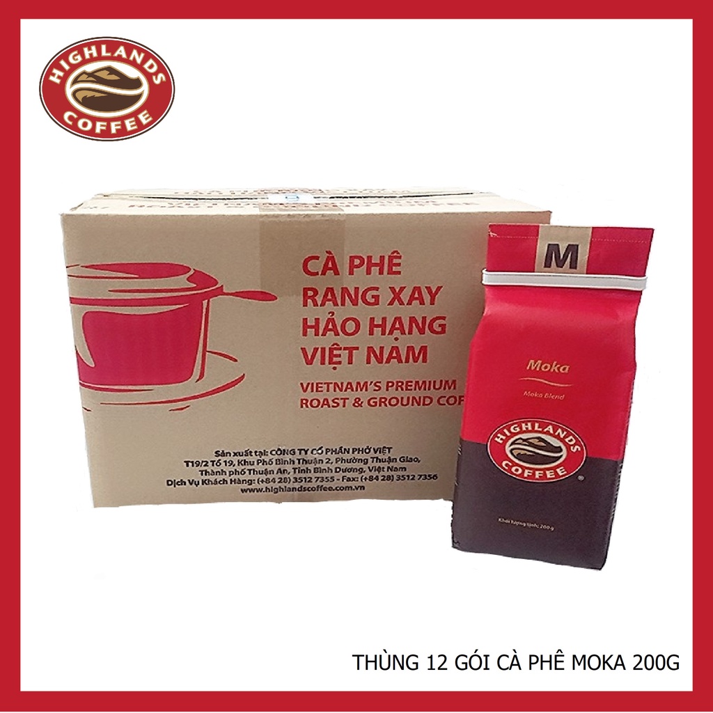 [SenXanh Emart] Combo 2 gói Cà phê Rang xay Moka Highland Coffee 200g