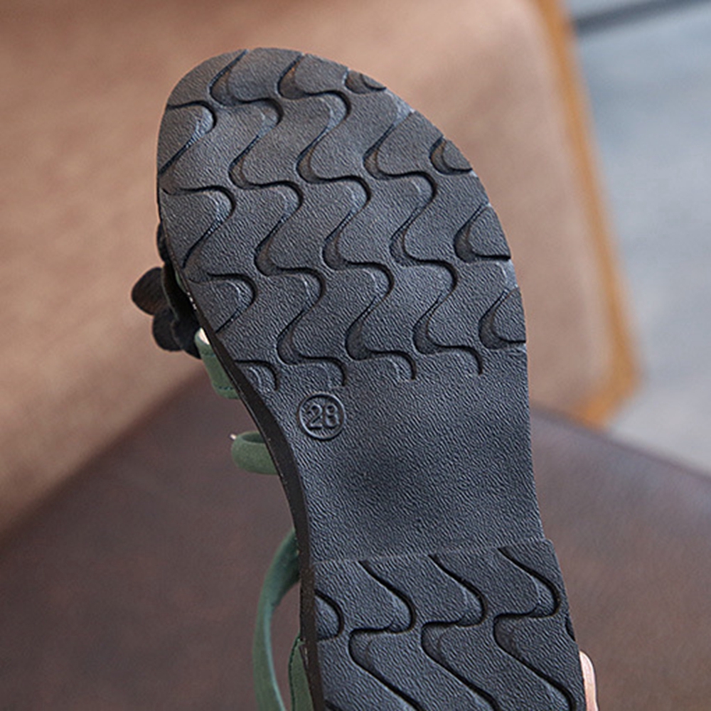 3-16 Years Girls Sandals Rome Summer Shoes Princesses Sandals Party Shoes Black Green Bling Diamond Size 26-36