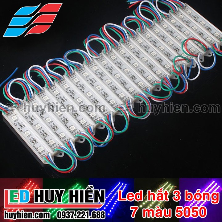Led hắt 3 bóng 7 màu rgb kích thước 7512 IP65 và IP68 ( vỉ 20 thanh)