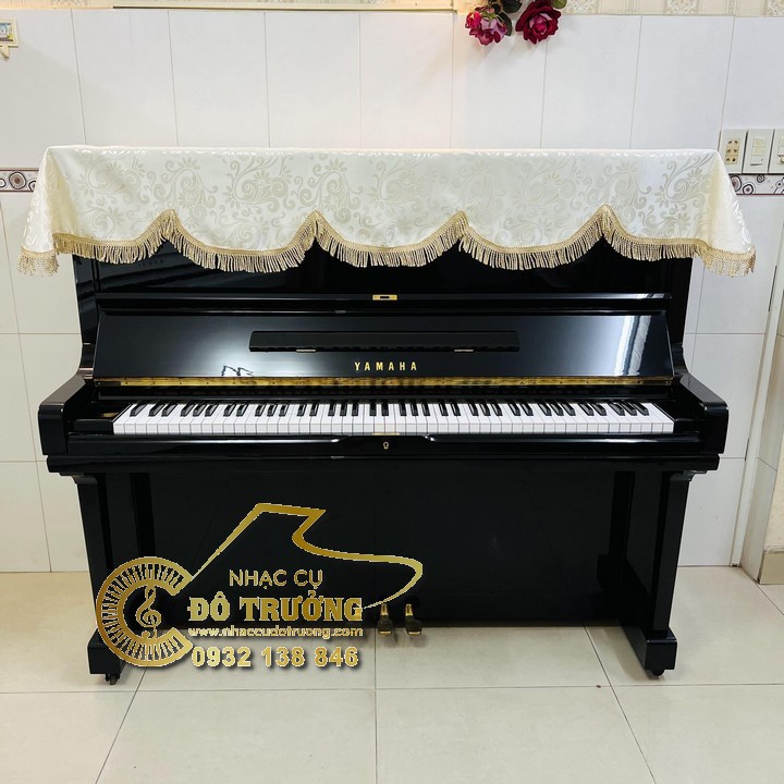 Khăn phủ đàn Piano trắng họa tiết ánh bạc