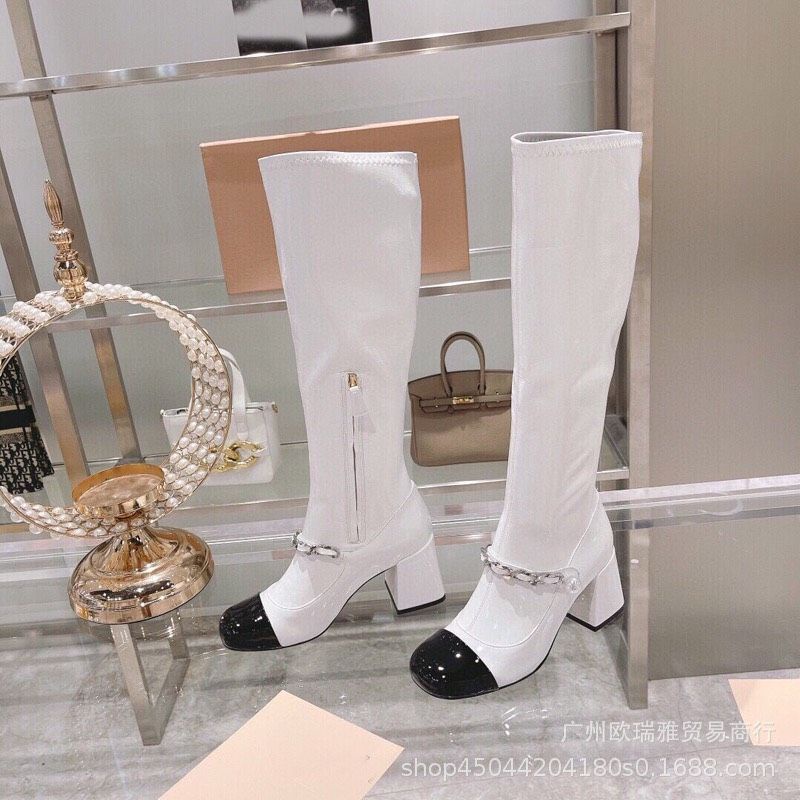 x(ẢNH THẬT) Boot Đùi Gót 6p MiuMiu Da Bóng Mềm Êm Fullbox Bill Túi Hãng Cao Cấp
