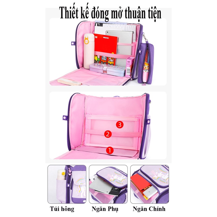 [Dòng Cao Cấp] Cặp sách đi học cho bé trai bé gái cấp 1 cấp 2 từ lớp 2- lớp 9 chống gù lưng, chống thấm nước