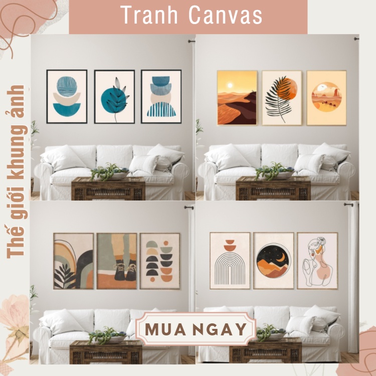 12 SET tranh treo tường phòng khách, tranh canvas, tranh hiện đại, tặng đinh treo tường.
