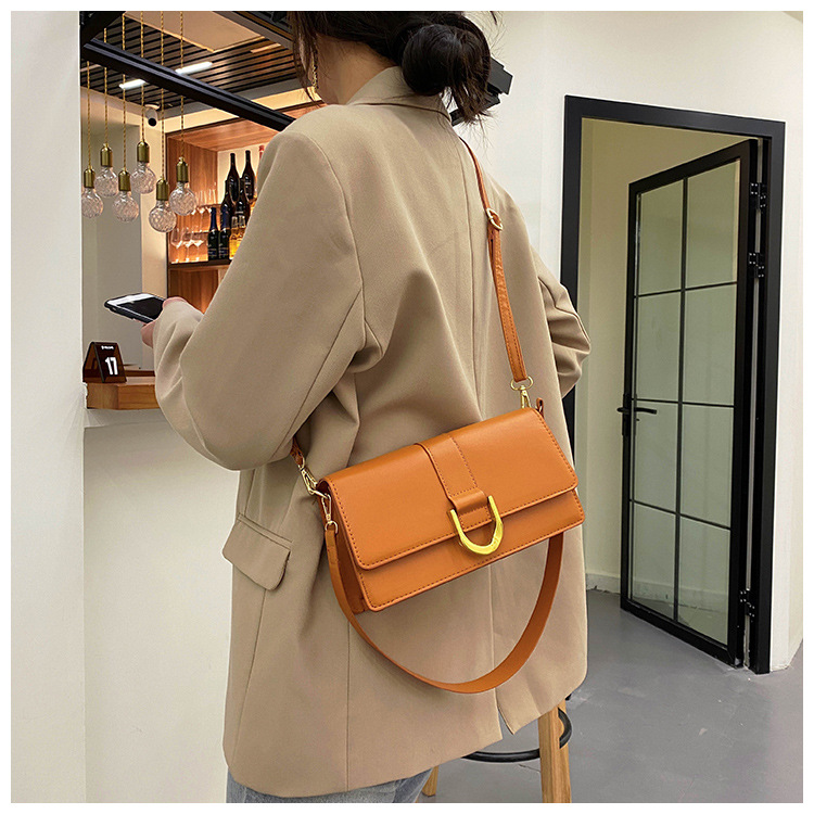 Túi đeo chéo IELGY màu trơn dáng vuông có nút cài chụp vào phong cách phương tây thời trang mùa hè đường phố dành cho nữ