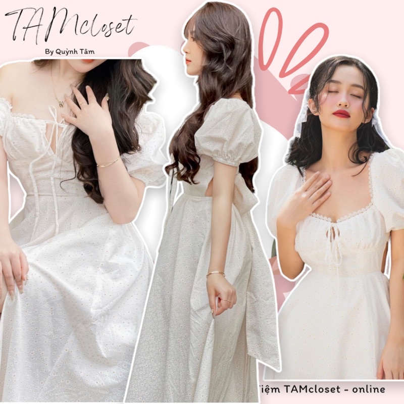 Đầm maxi hoa nhí cột nơ lưng - TK1086