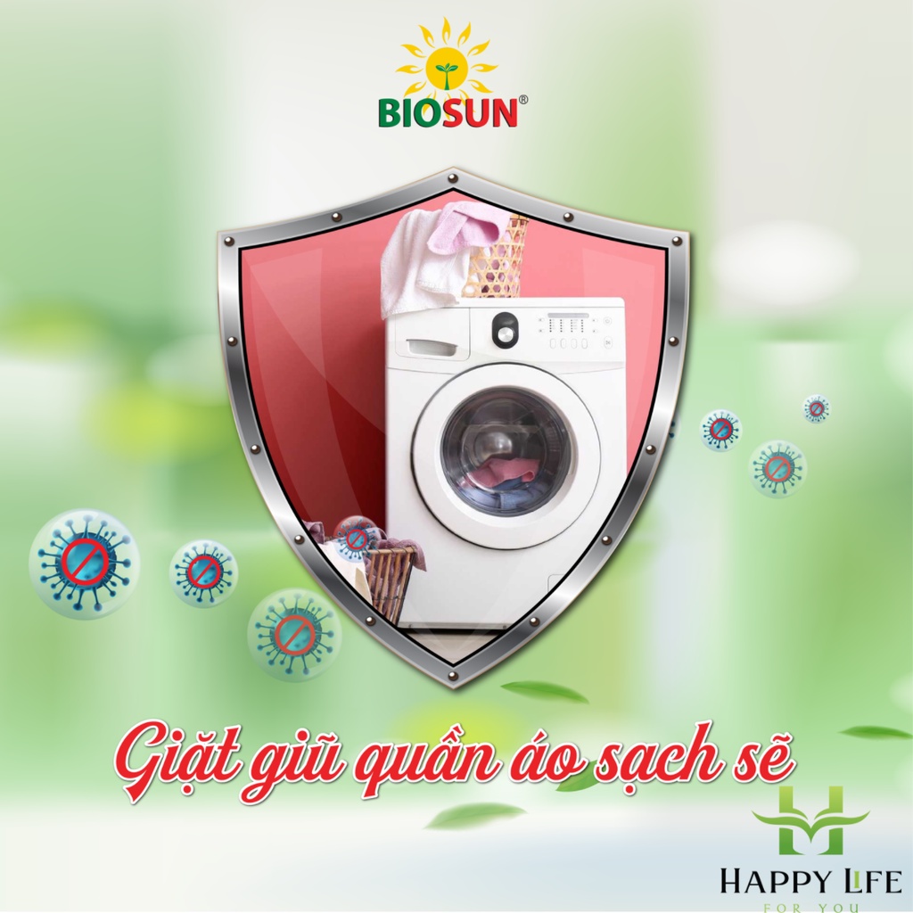 Nước rửa tay khô, dung dịch sát khuẩn, khử mùi nhà vệ sinh, chế phẩm sinh học nano bạc BIOSUN - Happy Life 4U