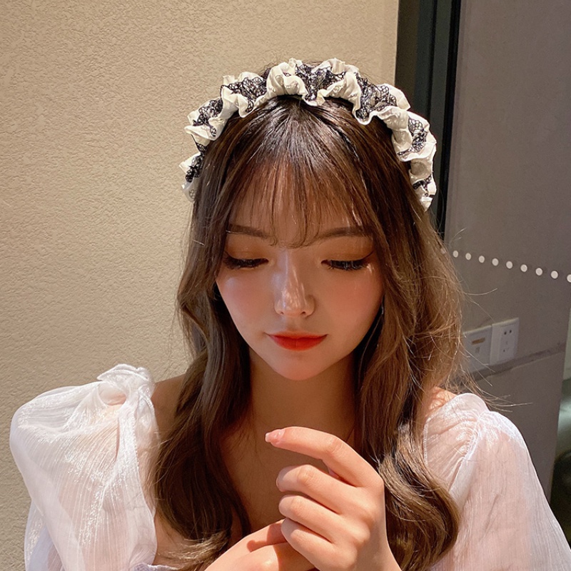 Băng Đô Vải Ren Bản Rộng Chống Trượt Phong Cách Hàn Quốc Cho Nữ