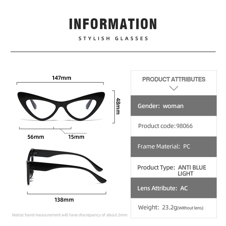 Mắt Kính Gọng Mắt Mèo Chống Ánh Sáng Xanh Thời Trang