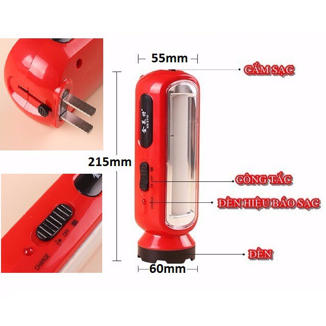 Đèn tích điện để bàn siêu sáng KEYANG 4316 - Đèn pin 2 in 1 - Bảo hành 1 đổi 1 toàn quốc