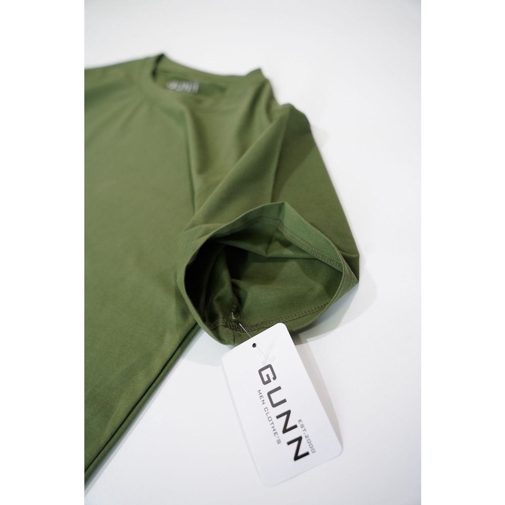 Áo Thun Trơn Basic Cổ Tròn Cotton 4 Chiều Cao Cấp, Co Giãn, Thoáng Mát, Thấm Hút Mồ Hôi - XANH RÊU - GUNN T-SHIRT