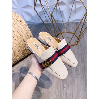 GIày Sục Đai Sọc Đỏ  Chất Da Mềm (Sục kẻ đỏ)