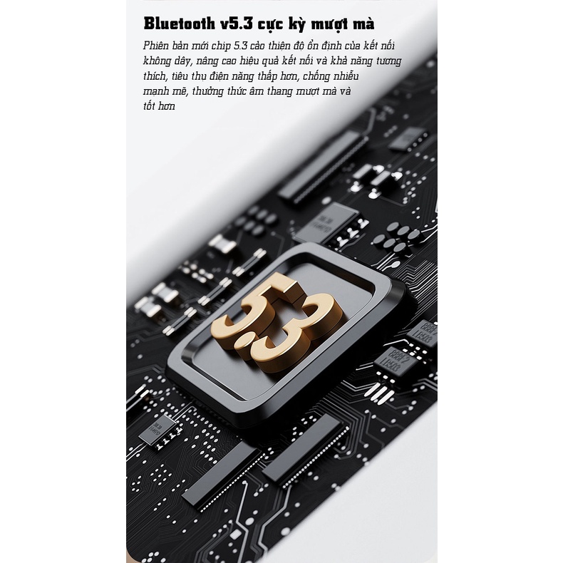 Tai nghe không dây Pisen True Wireless Ai3, kết nối bluetooth 5.3, nhỏ, pin dài, sử dụng 8h liên tục, độ trễ siêu thấp