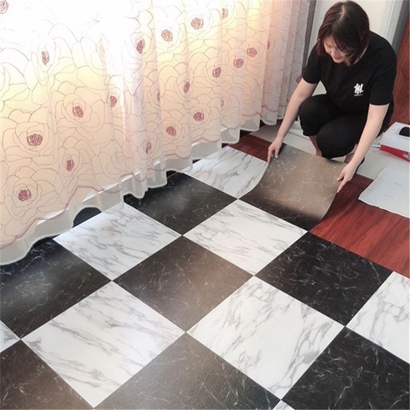 Giấy Dán Sàn Nhà Bằng PVC 30cm Họa Tiết Vân Đá Cẩm Thạch Chống Thấm Nước Chất Lượng Cao