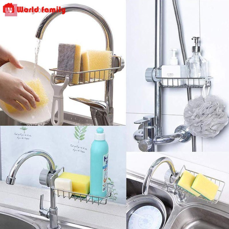 Kệ để đồ rửa chén đa năng inox_lắp đặt đơn giản canh vòi rửa tiện lợi