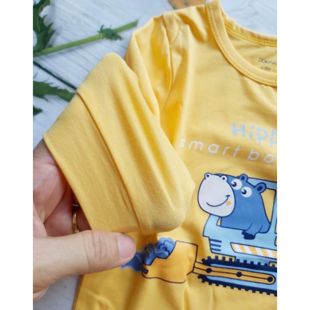 Bộ dài tay cài vai bé trai bé gái Dokma, chất cotton hữu cơ mềm mại, thoát khí
