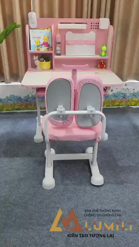 Bộ bàn học chống gù Lumili R22, bàn học cho bé có giá sách, bàn học sinh nâng hạ độ cao | BigBuy360 - bigbuy360.vn
