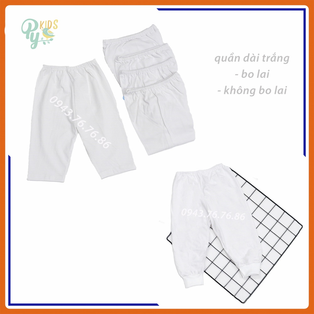 Quần dài trắng cotton Bibo Kim Thu cho bé sơ sinh 4 - 23kg