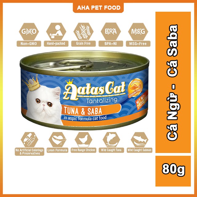 [Hàng Nhập Khẩu] Pate Cá Cho Mèo Aatas Cat 80g Nguyên Chất Từ Cá Ngừ Mix Với 12 Vị Thơm Ngon Không Chất Bảo Quản