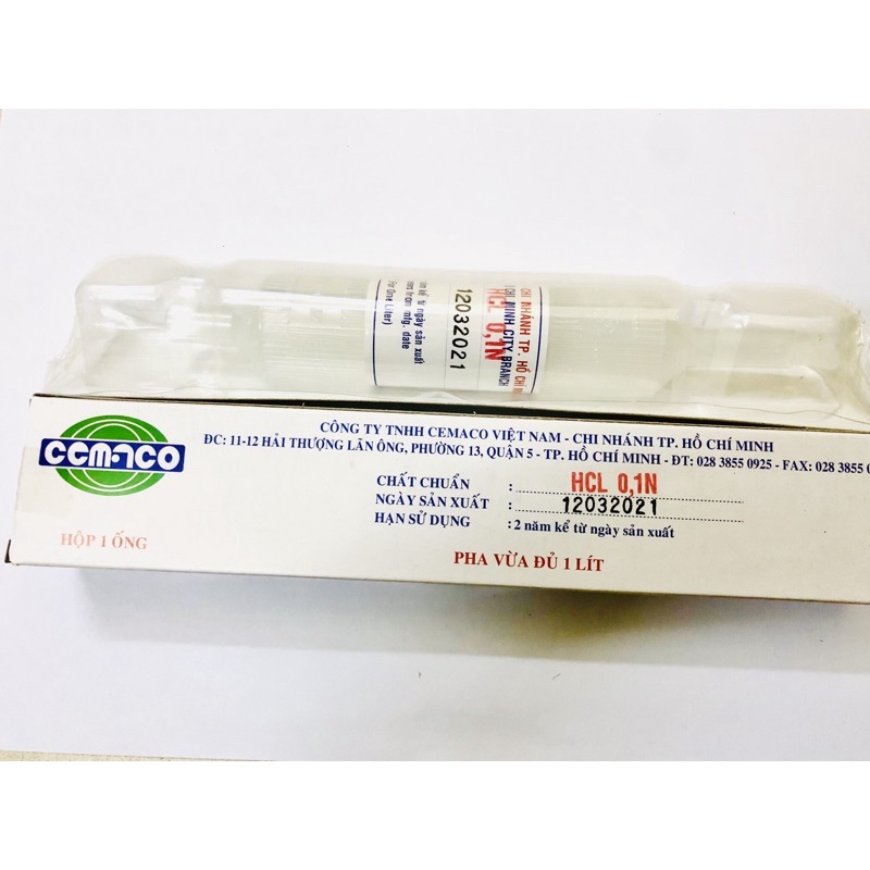 Ống chuẩn HCl 0,1N Cemaco
