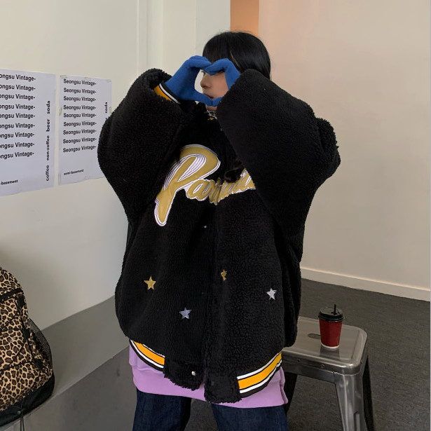 Áo Khoác Bóng Chày Lông Cừu Dày Dặn Phong Cách Retro Cho Nữ | BigBuy360 - bigbuy360.vn