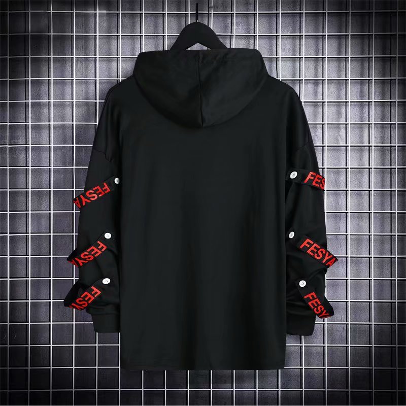 Áo hoodie tay dài phối dây ruy băng cá tính trẻ trung phong cách Hàn Quốc dành cho nam