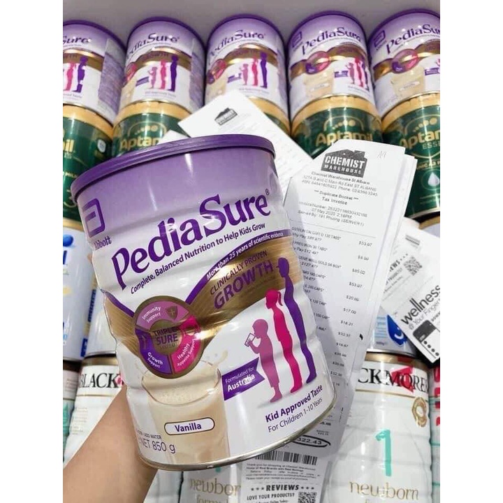 Sữa bột PediaSure Vanilla nội địa [MẪU MỚI] Úc 850g cho bé từ 1 đến 10 tuổi