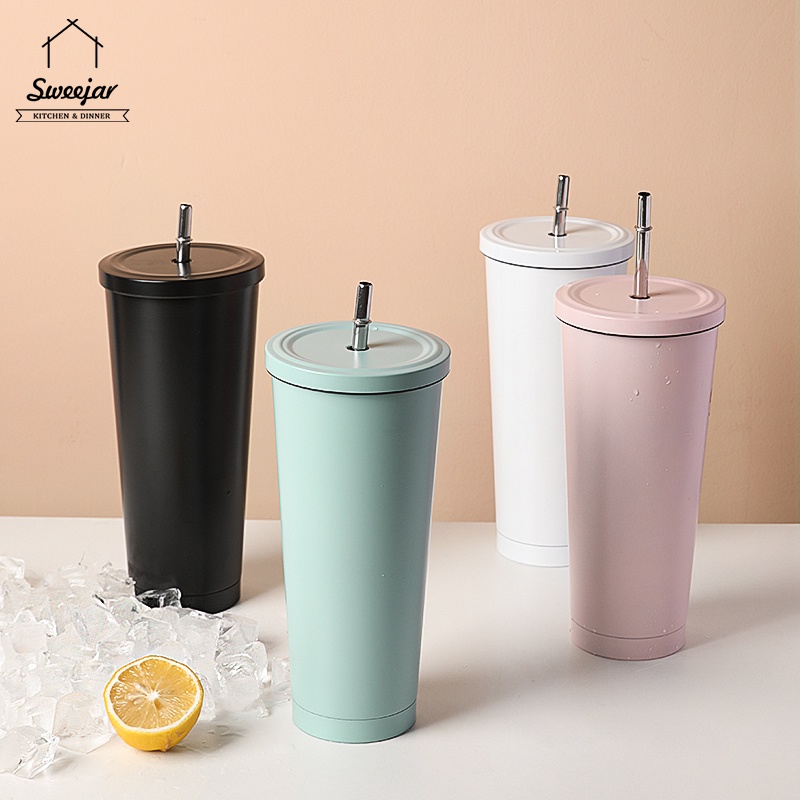 Bình Đựng Nước Giữ Nhiệt Có Ống Hút Dung Tích Lớn 750ML SWEEJAR 304