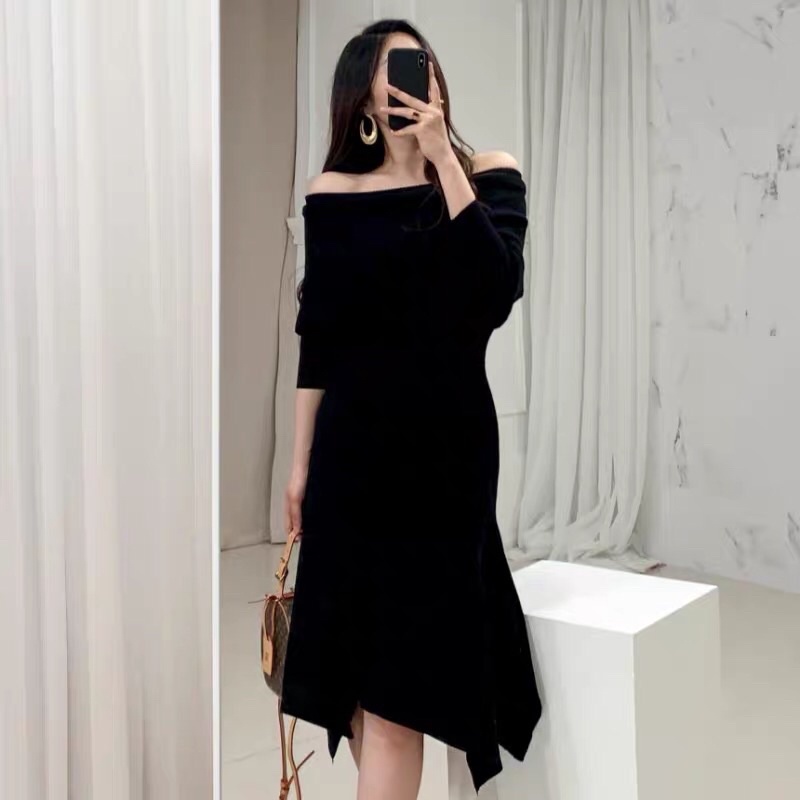 VÁY LEN TRỄ VAI ĐUÔI CÁ PHONG CÁCH HÀN QUỐC SANG TRỌNG THU ĐÔNG