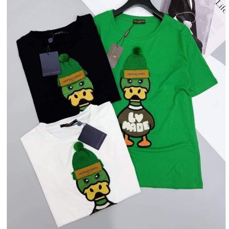 [Ả𝐧𝐡 +Video 𝐓𝐡ậ𝐭] Áo Thun Vịt Xanh LV - Áo thun tay lỡ unisex nam nữ form rộng oversize chất liệu Cotton co dãn 4 chiều