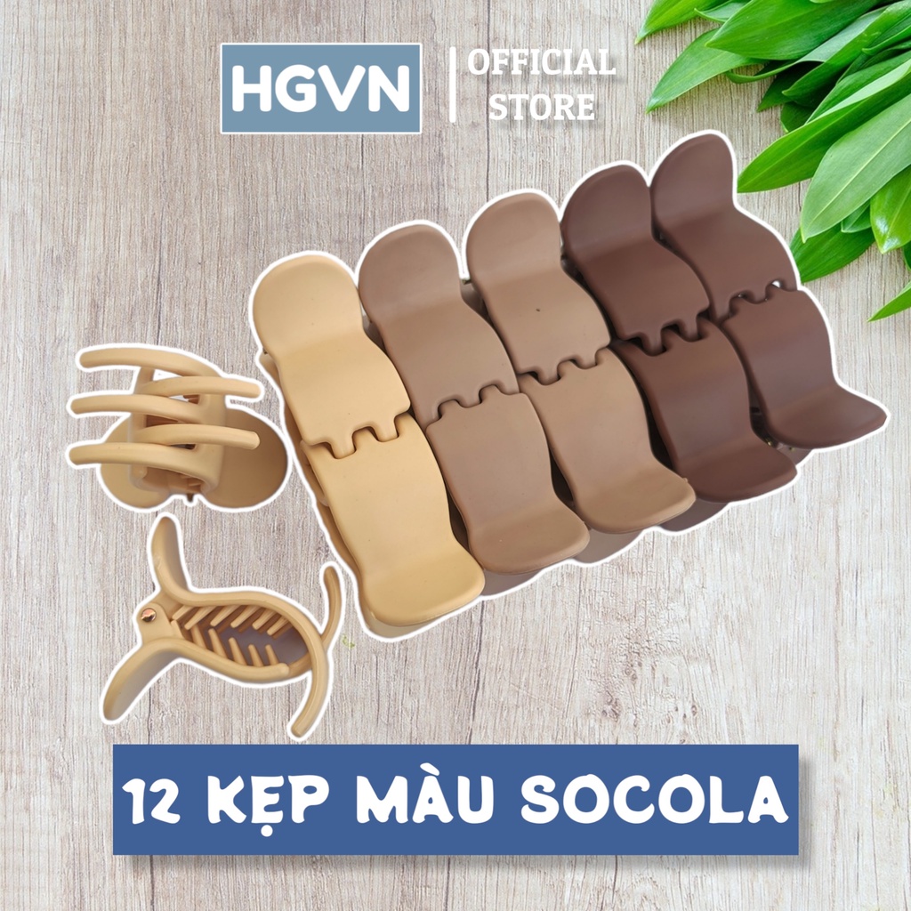 Kẹp Tóc Càng Cua 3 Răng, 5 Răng HGVN Màu Nâu Trà Sữa Pastel Thanh Lịch Cho Nữ Phong Cách Hàn Quốc