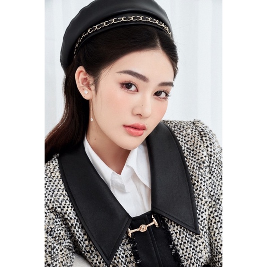 Áo khoác dạ tweed phối da và chân váy da - Helena Coat &amp; Helena Skirt