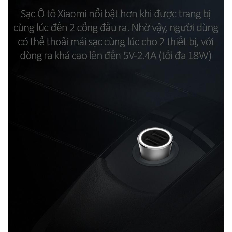 Sạc xe hơi ô tô Xiaomi Pro 2 ngõ Usb 37W | 18W Sạc Nhanh Mi Car Charger  - Chính hãng Digiworld