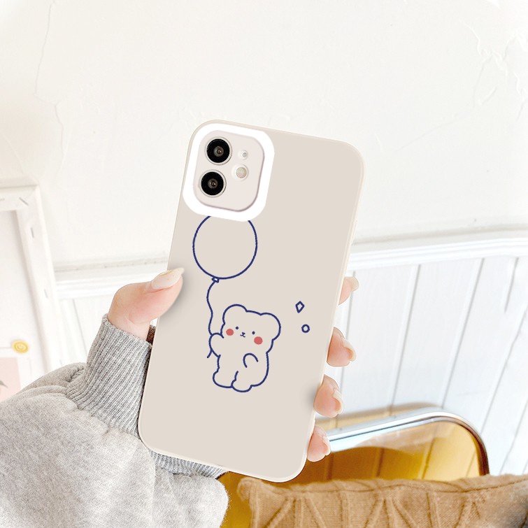 Ốp lưng iphone viền vuông bảo vệ camera Bear trà sữa ốp iphonex/xr/xs/xsmax/6/6s/7/8/plus/se2020/11/12/pro/promax