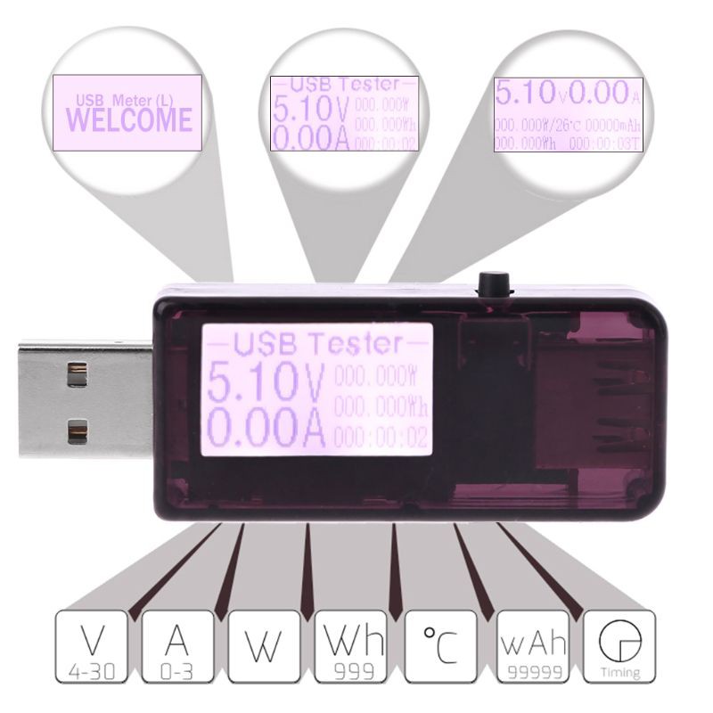 Thiết bị kiểm tra dòng điện USB màn hình LCD đa năng