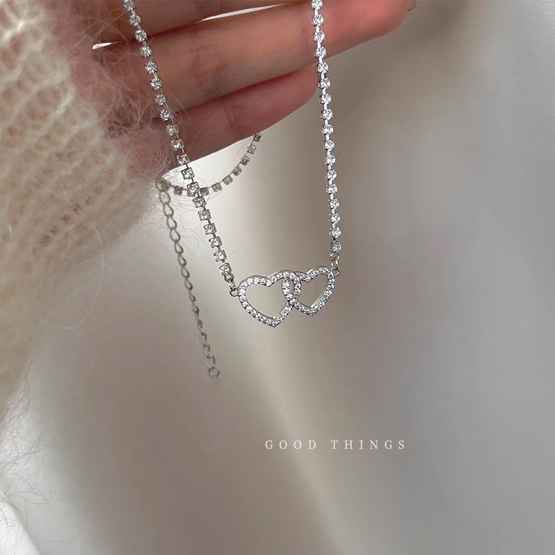 Vòng cổ Hình Trái Tim Đính Đá Thời Trang Cho Nữ