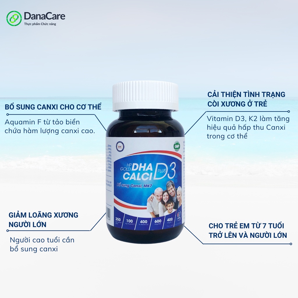 Viên uống Canxi, DHA, vitamin D3 cho người lớn Lọ 60 viên