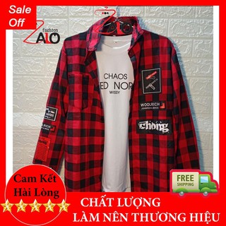 ⚡️mẫu hot⚡️ áo sơ mi nam nữ flannel kẻ caro dài tay cực chất sm013