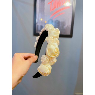Bờm tóc kết hoa hồng lụa