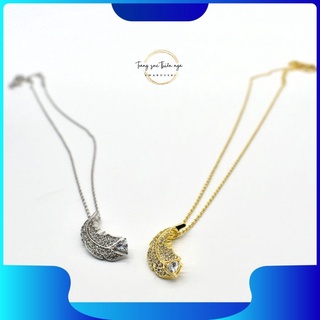 Dây Chuyền Swarovski, Vòng Cổ Nữ Lông Vũ Đen Dây Vàng Hồng Cao Cấp Fullbox - Trangsucthiennga
