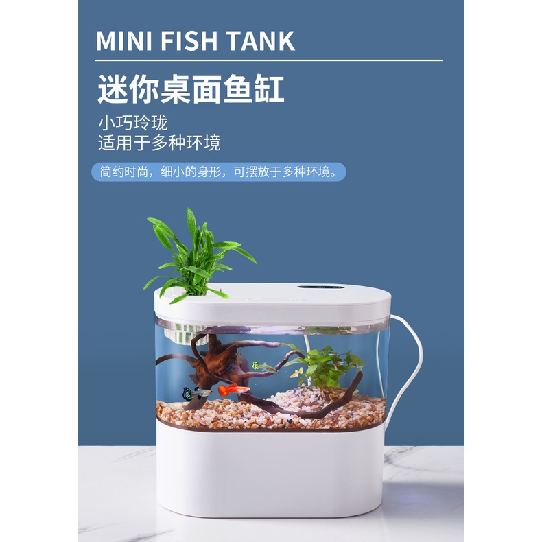 [hot sale]Bể Cá Cảnh Quan Sinh Thái Để Bàn, Bể Cá Vàng Tự Lưu Thông Sáng Tạo, Bể Gia Đình Nhỏ Không Cầ
