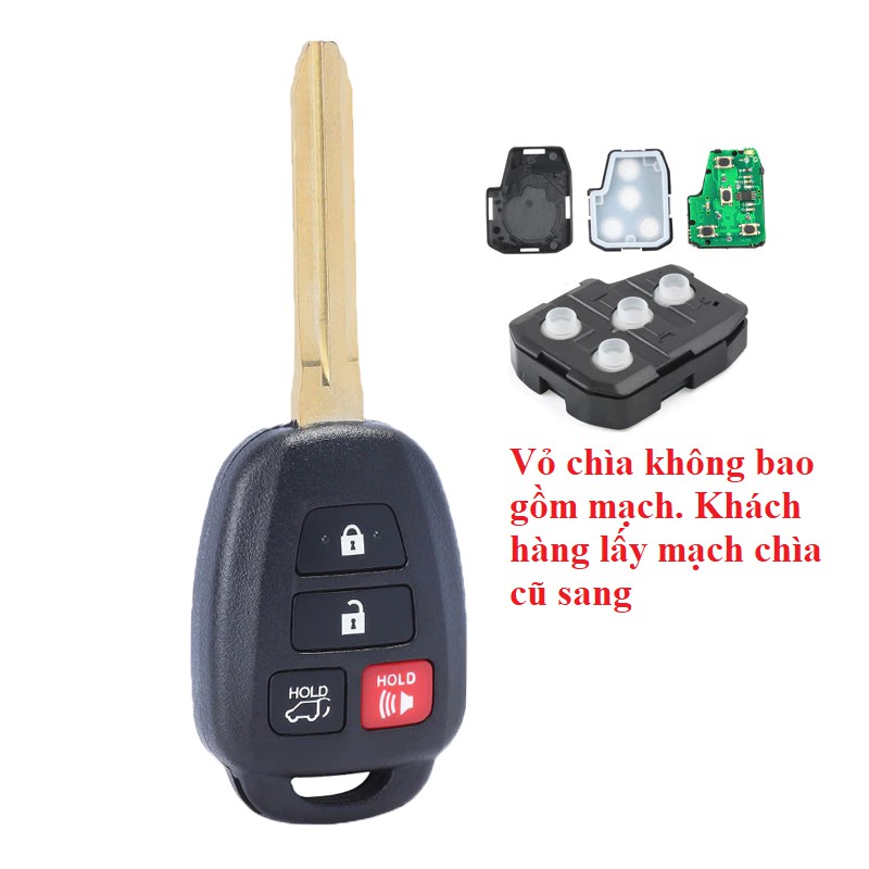 Vỏ Chìa Khóa [4 Nút] Cao Cấp Dùng Cho Xe Toyota Corolla, Camry, Innova, Vios