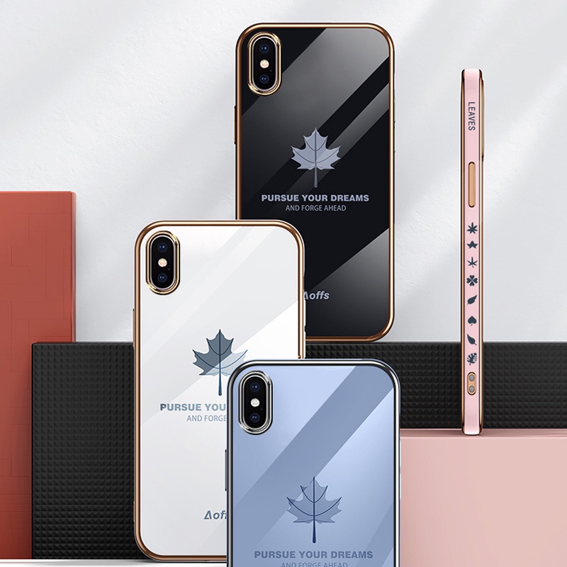 Ốp điện thoại dẻo Koosuk in họa tiết lá phong ở giữa và cạnh bên cho iPhone 6 7 8 Plus 6s X XR XS Max