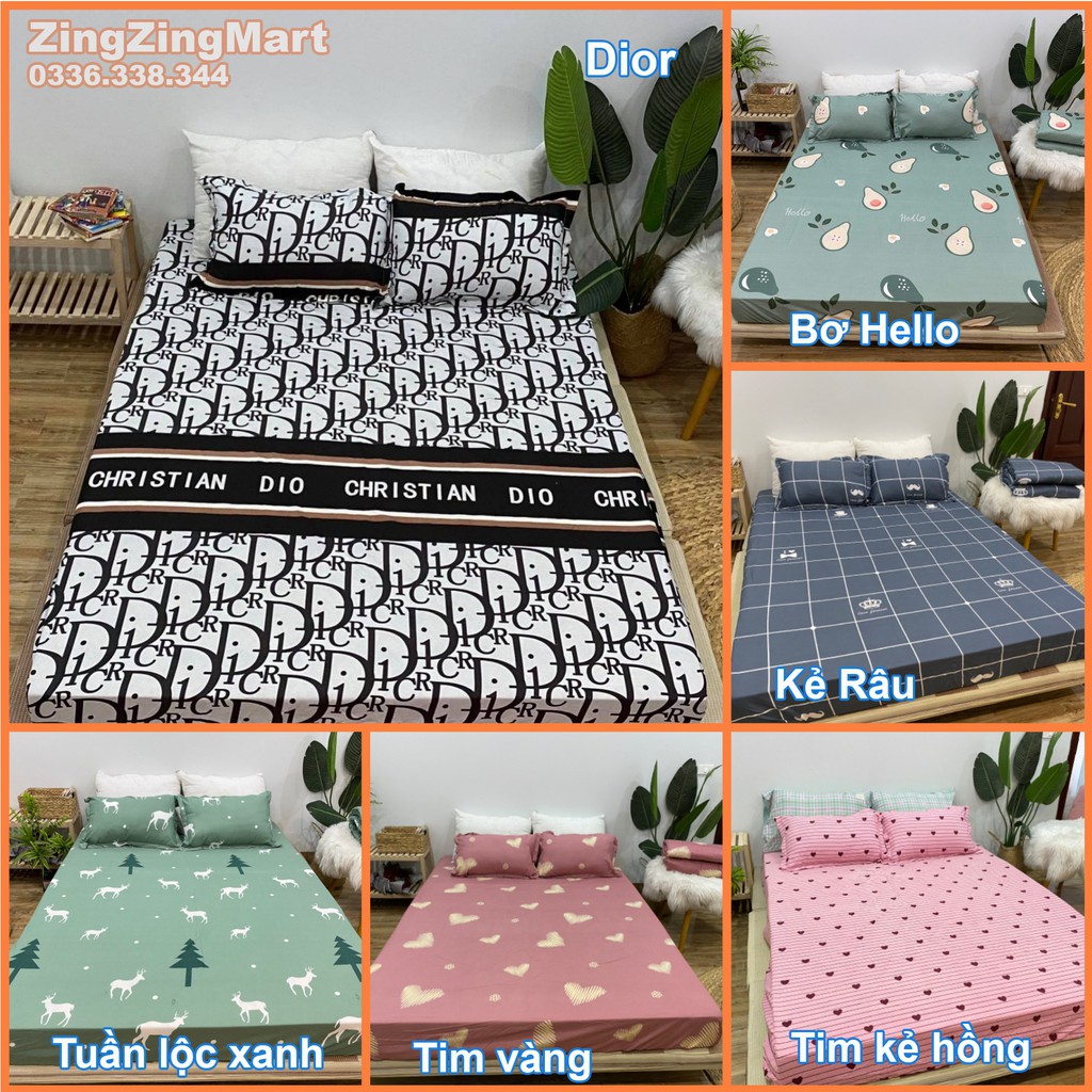 Bộ Drap Ga Gối Mẫu Bò Xám, Cotton poly vỏ gối 45x65cm có khóa kéo chắc chắn ( Được lựa thêm mẫu khác ) | BigBuy360 - bigbuy360.vn