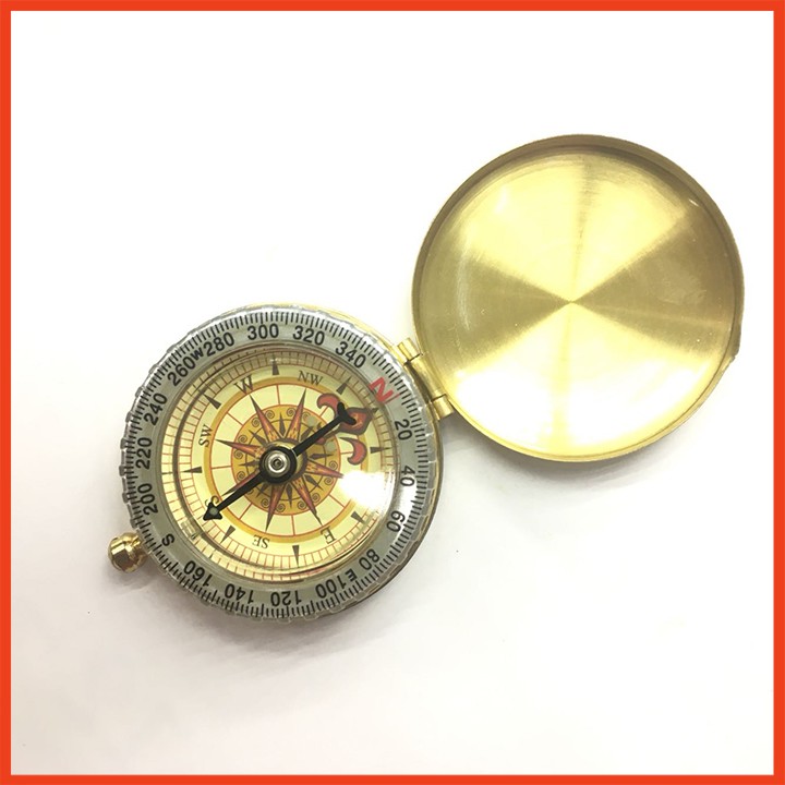 La bàn Compass bỏ túi dã ngoại chất liệu đồng thau