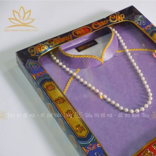 VÀNG MÃ HỘP CAO CẤP áo dài cụ bà màu tím SET áo dài cúng cụ bà bằng giấy vàng mã loại đẹp