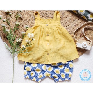 Bộ đũi tơ 2 dây quần hoa cho bé gái 8 đến 24kg Hàng thiết kế Ahimum