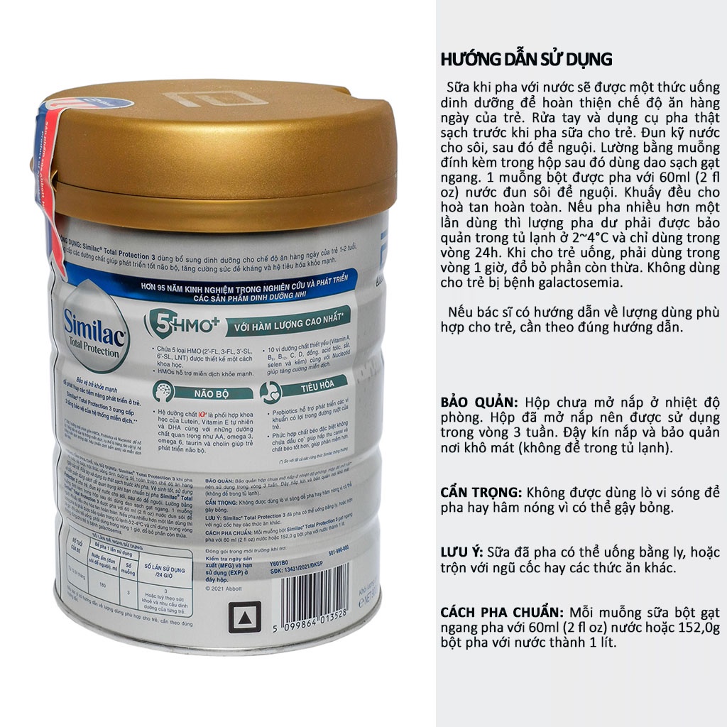 [CHÍNH HÃNG] Sữa Bột Abbott Similac Total Protection Số 3 - Hộp 900g