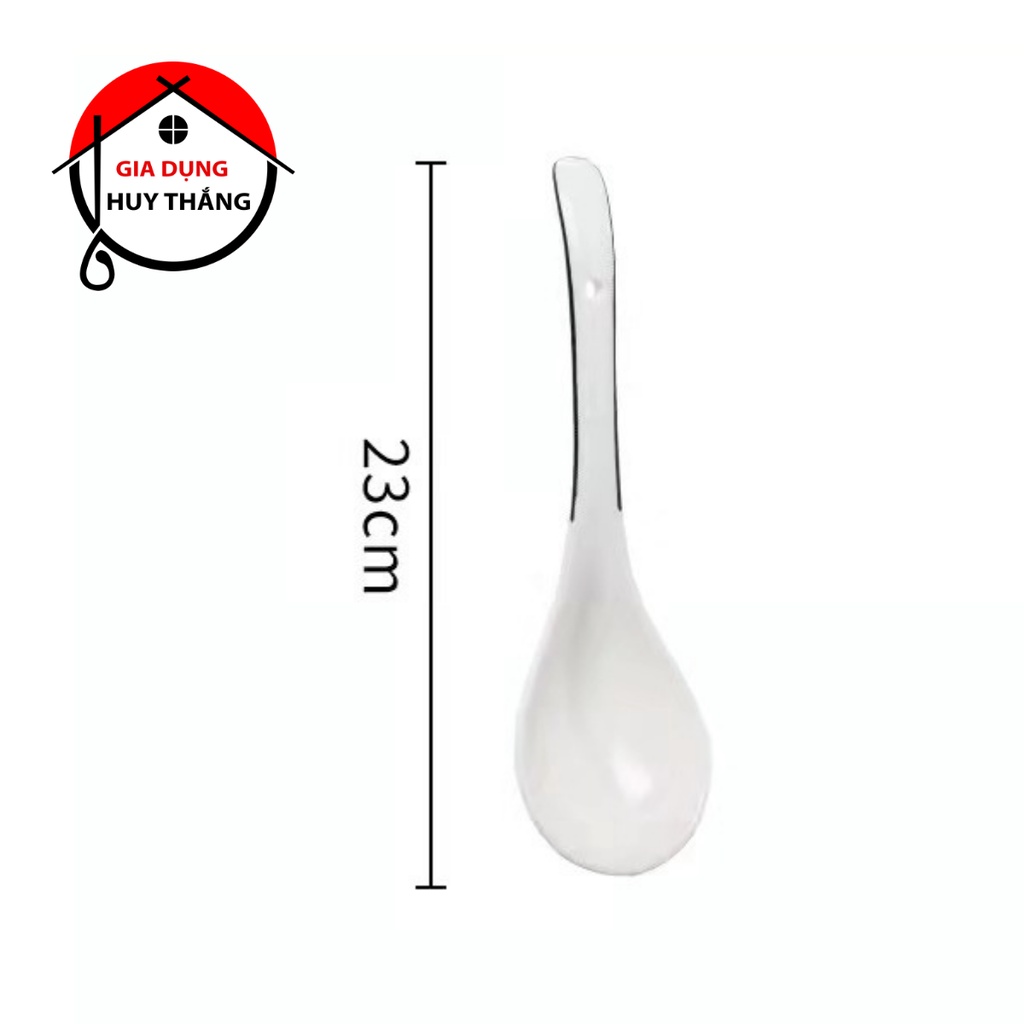 Môi sứ trắng viền đen muôi múc canh, vá canh bằng sứ tinh tế, dày dặn, chất lượng cao - Huy Thắng