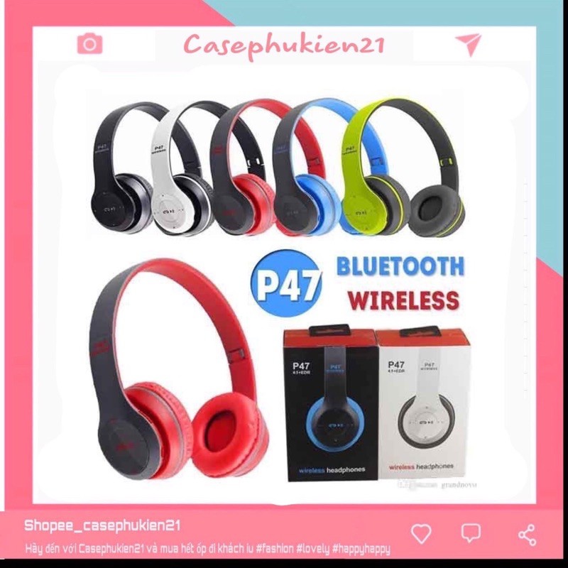 Tai nghe bluetooth P47 có khe cắm thẻ nhớ - Bảo hành 3 tháng