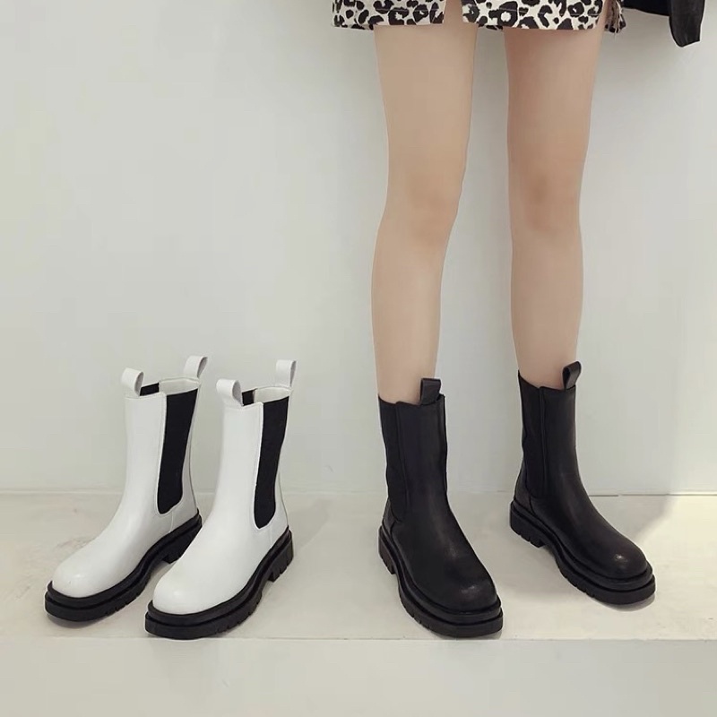 Boots ulzzang cổ ngắn phối chun đế cao 3cm